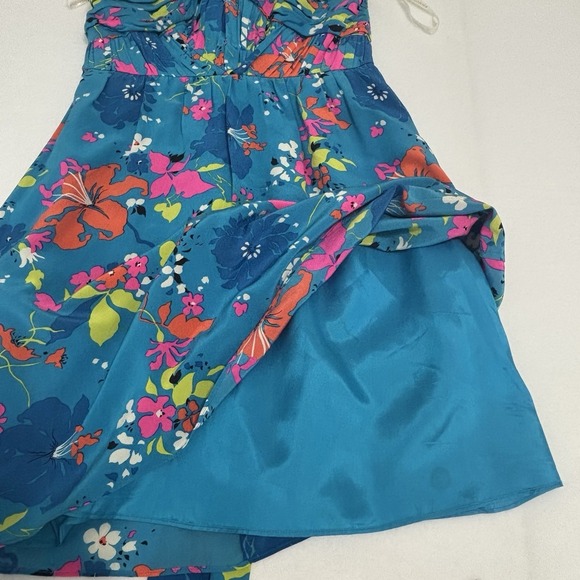 Shoshanna 100% Silk Floral Mini Dress 6 Tropical Bright Resort Spring Festival - Picture 5 of 9